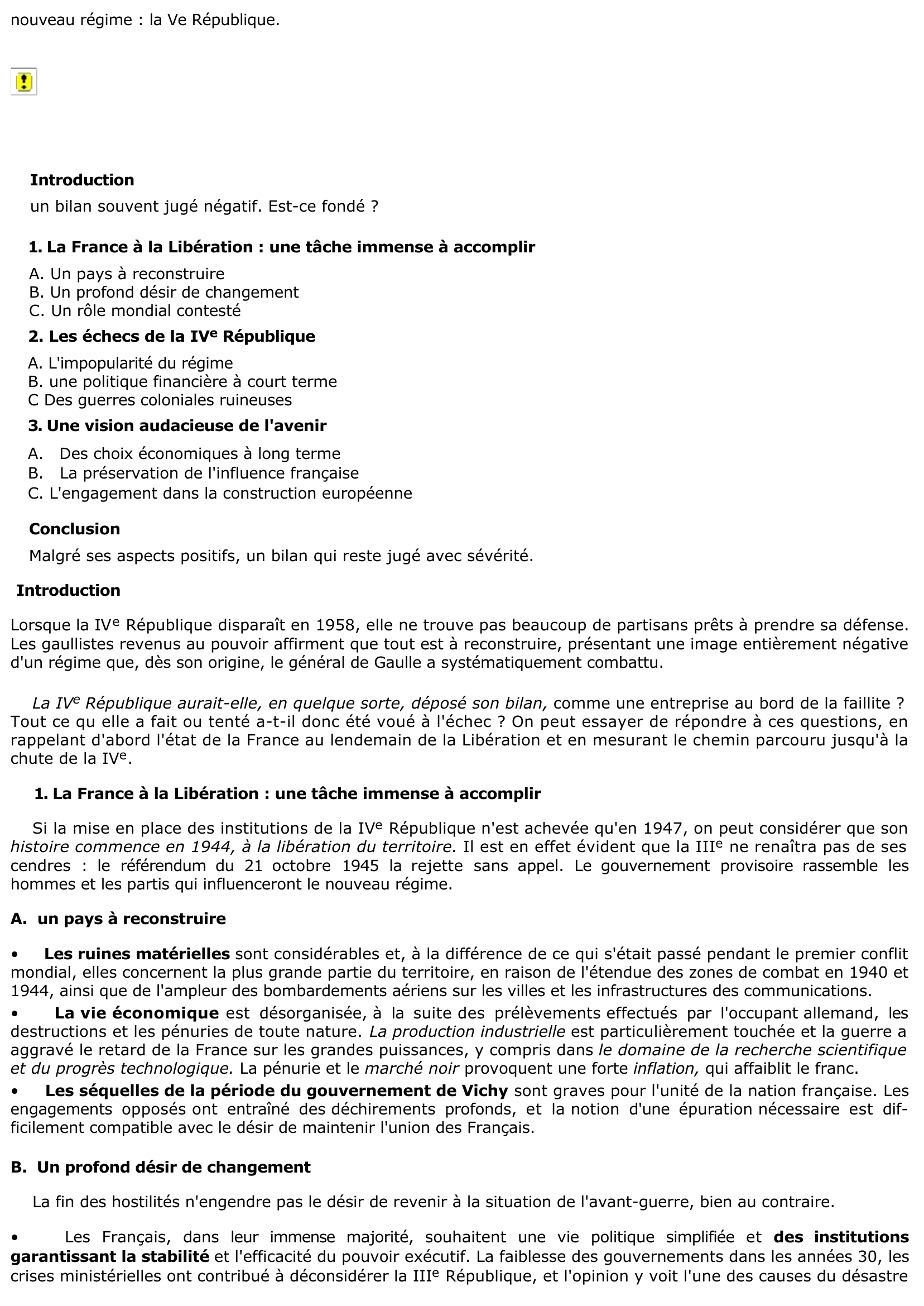 Prévisualisation du document Le bilan de la IVe République ?
