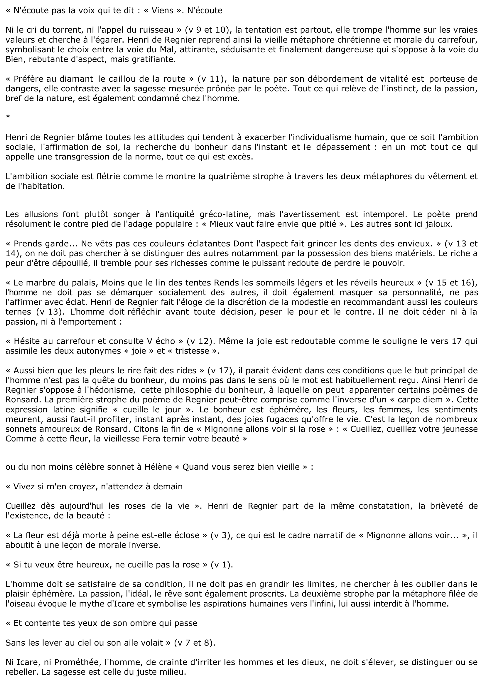Prévisualisation du document Le Bonheur de Henri de Regnier, Vestigia Flammae (commentaire)