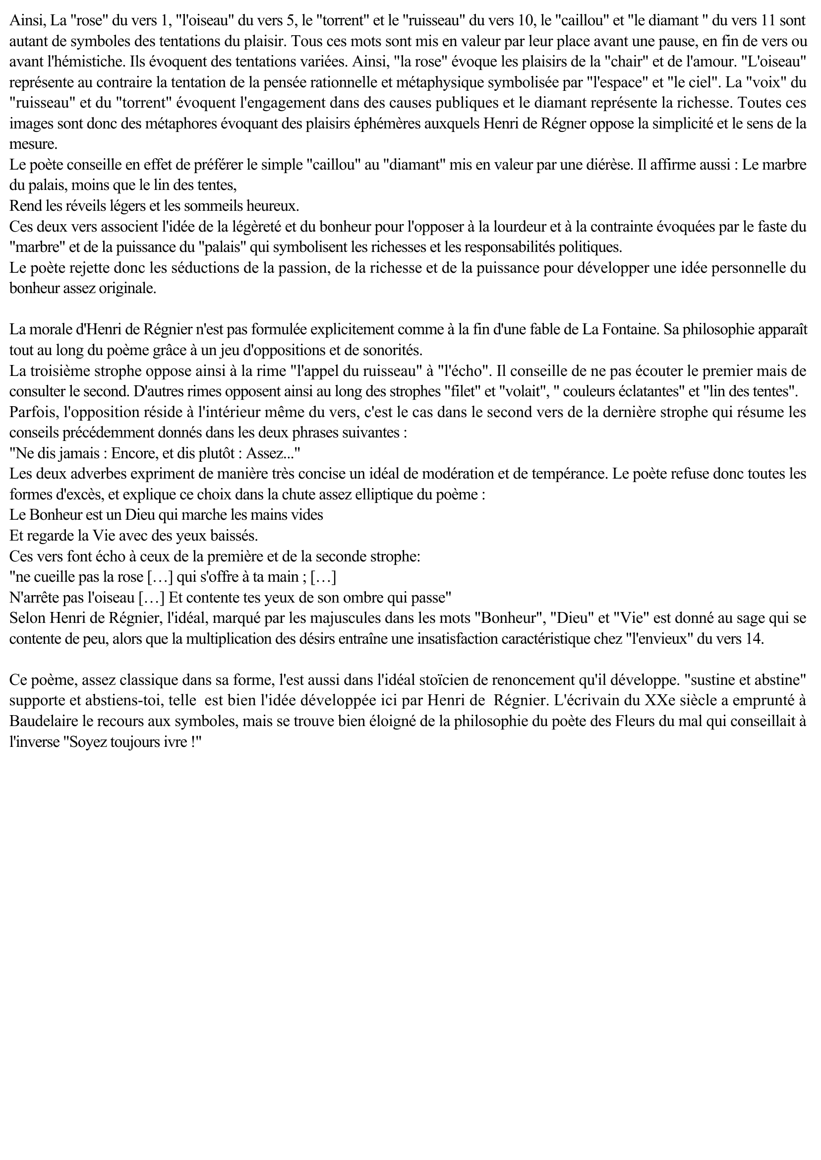 Prévisualisation du document "Le Bonheur " D'Henri De Régnier