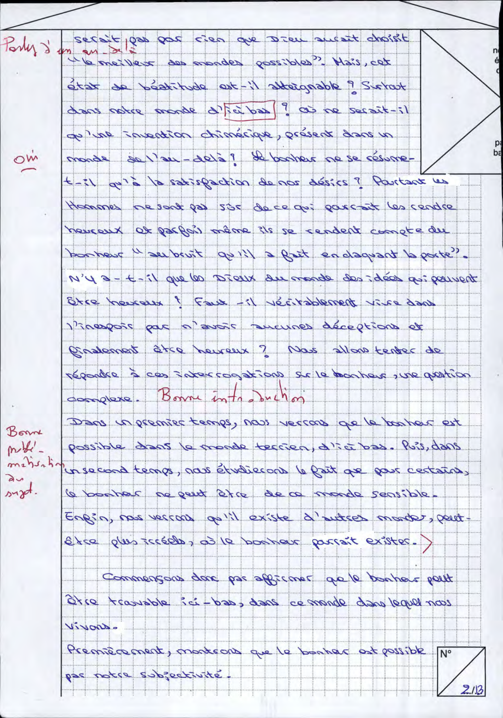Prévisualisation du document Le bonheur n'est pas de ce monde, mais dans l'éternité de la vie éternelle. 	?