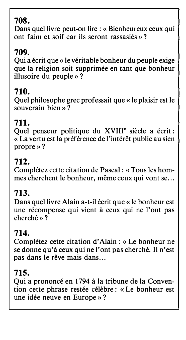 Prévisualisation du document LE BONHEUR - QCM