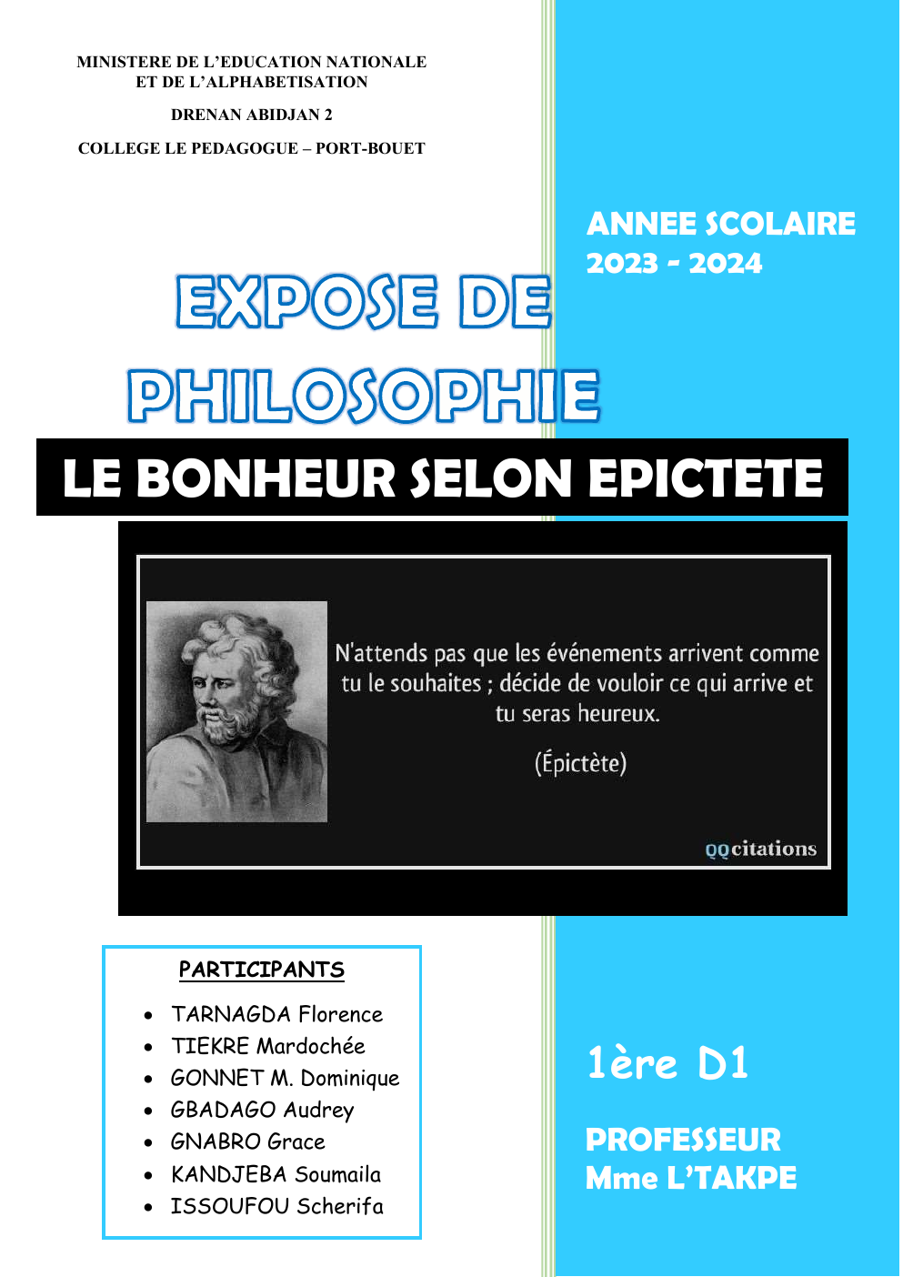 Prévisualisation du document LE BONHEUR SELON EPICTETE