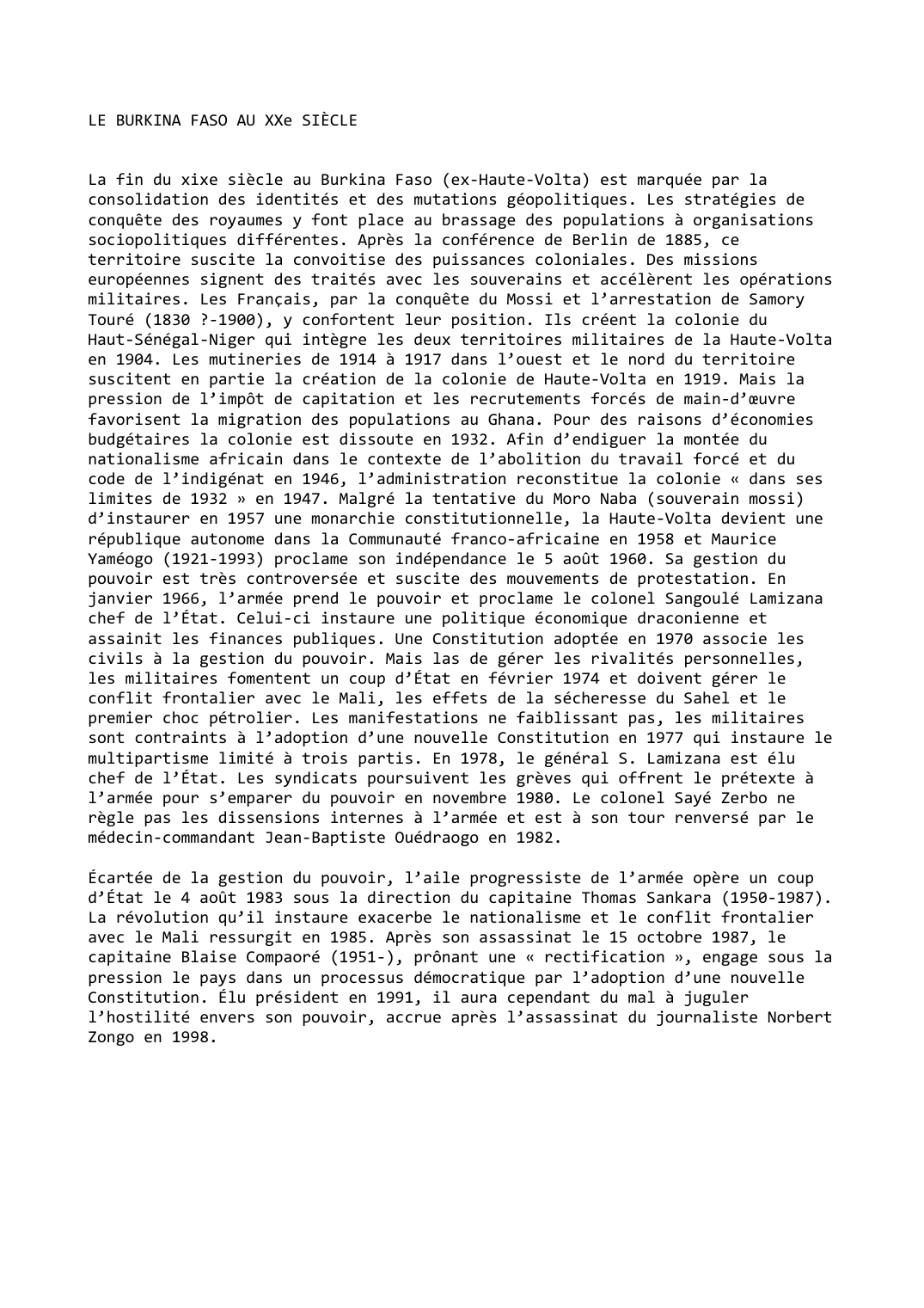 Prévisualisation du document LE BURKINA FASO AU XXe SIÈCLE