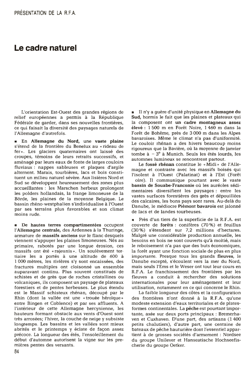 Prévisualisation du document Le cadre naturel- PRÉSENTATION DE LA R.F.A. (en 1980)