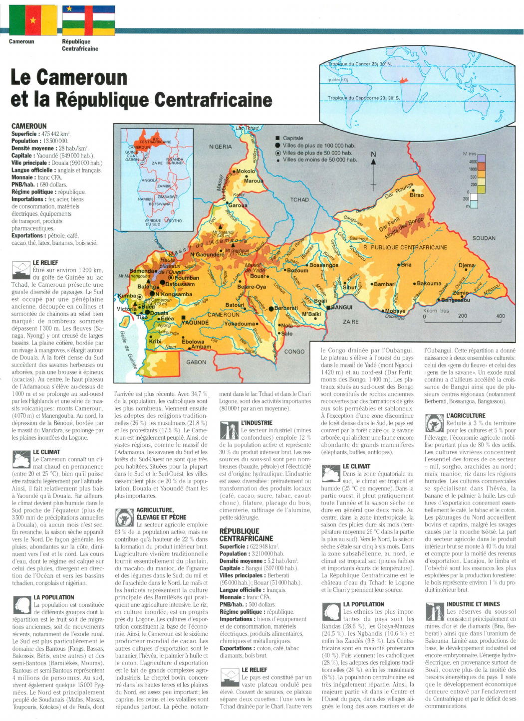 Prévisualisation du document Le Cameroun et la République Centrafricaine (cartes - Géographie)