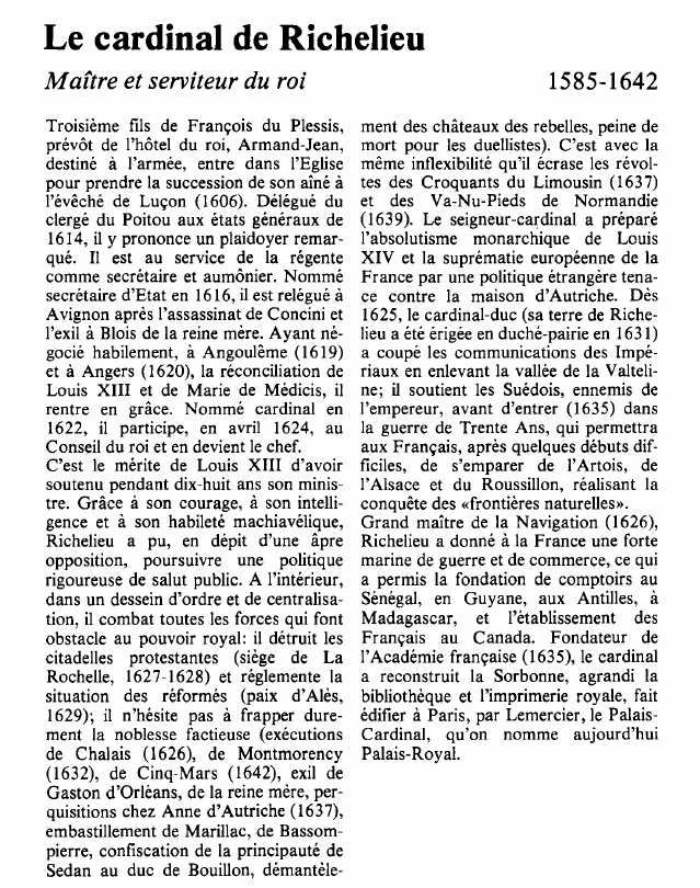 Prévisualisation du document Le cardinal de Richelieu		Maître et serviteur du roi.