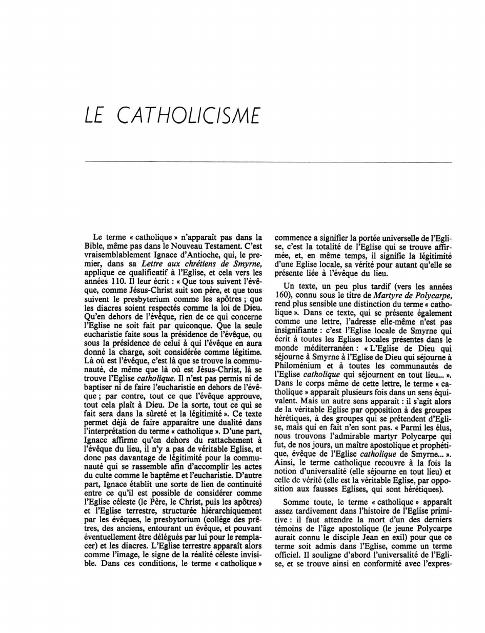 Prévisualisation du document LE CATHOLICISME