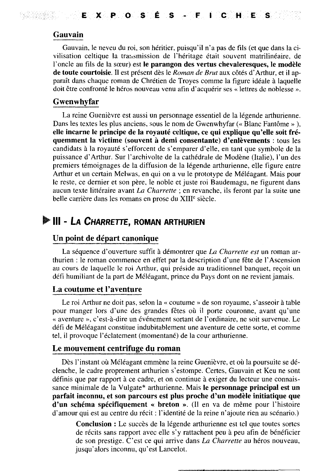 Prévisualisation du document Le Chevalier à la charrette, de Chrétien de Troyes : La légende arthurienne
