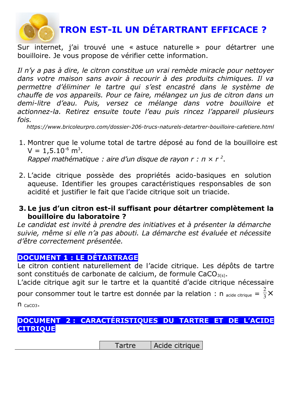 Prévisualisation du document LE CITRON EST-IL UN DÉTARTRANT EFFICACE ?