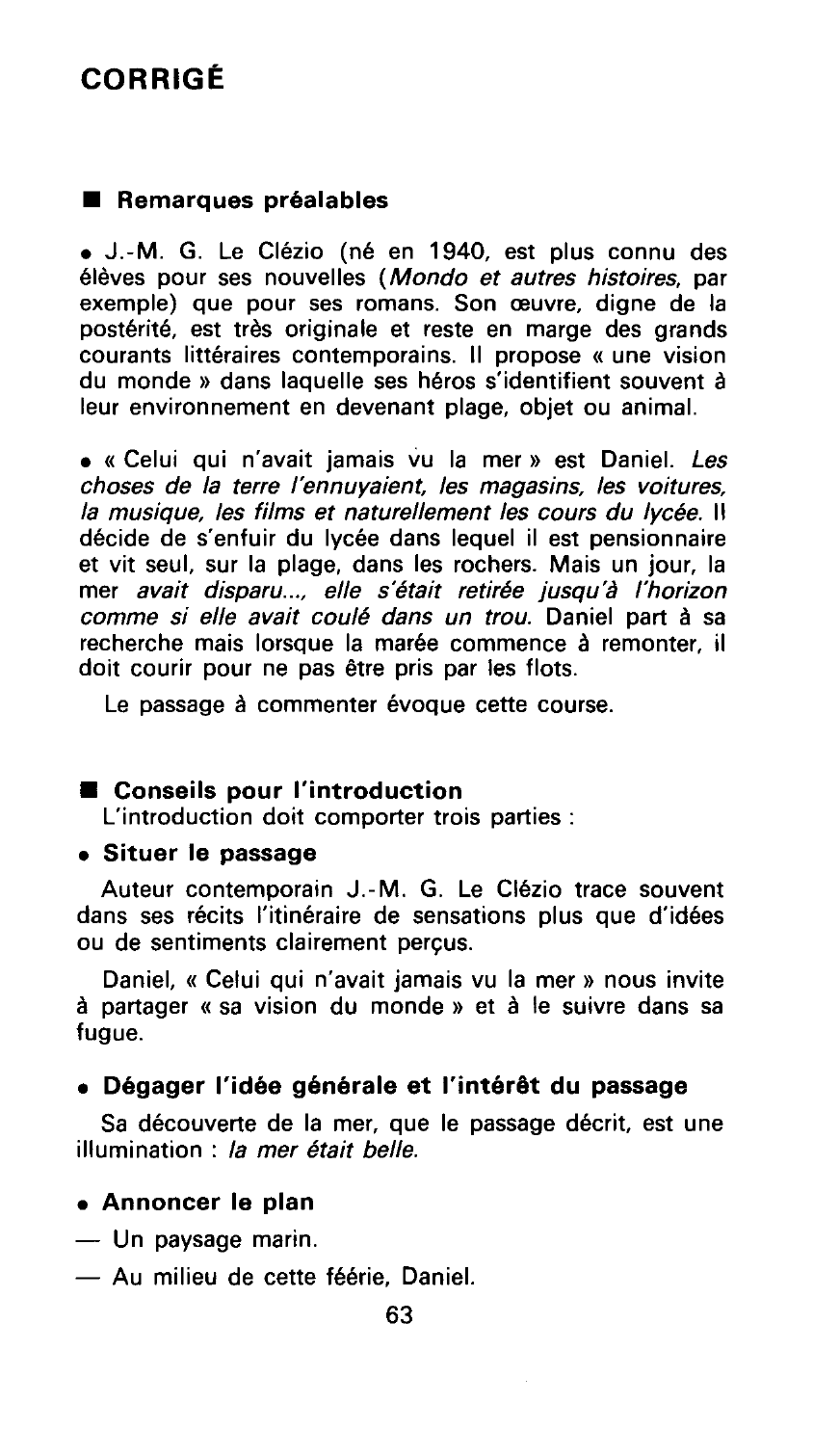 Prévisualisation du document LE CLEZIO (né en 1940) Celui qui n'avait jamais vu la mer. Éditions Folio-Gallimard, p. 34-35.