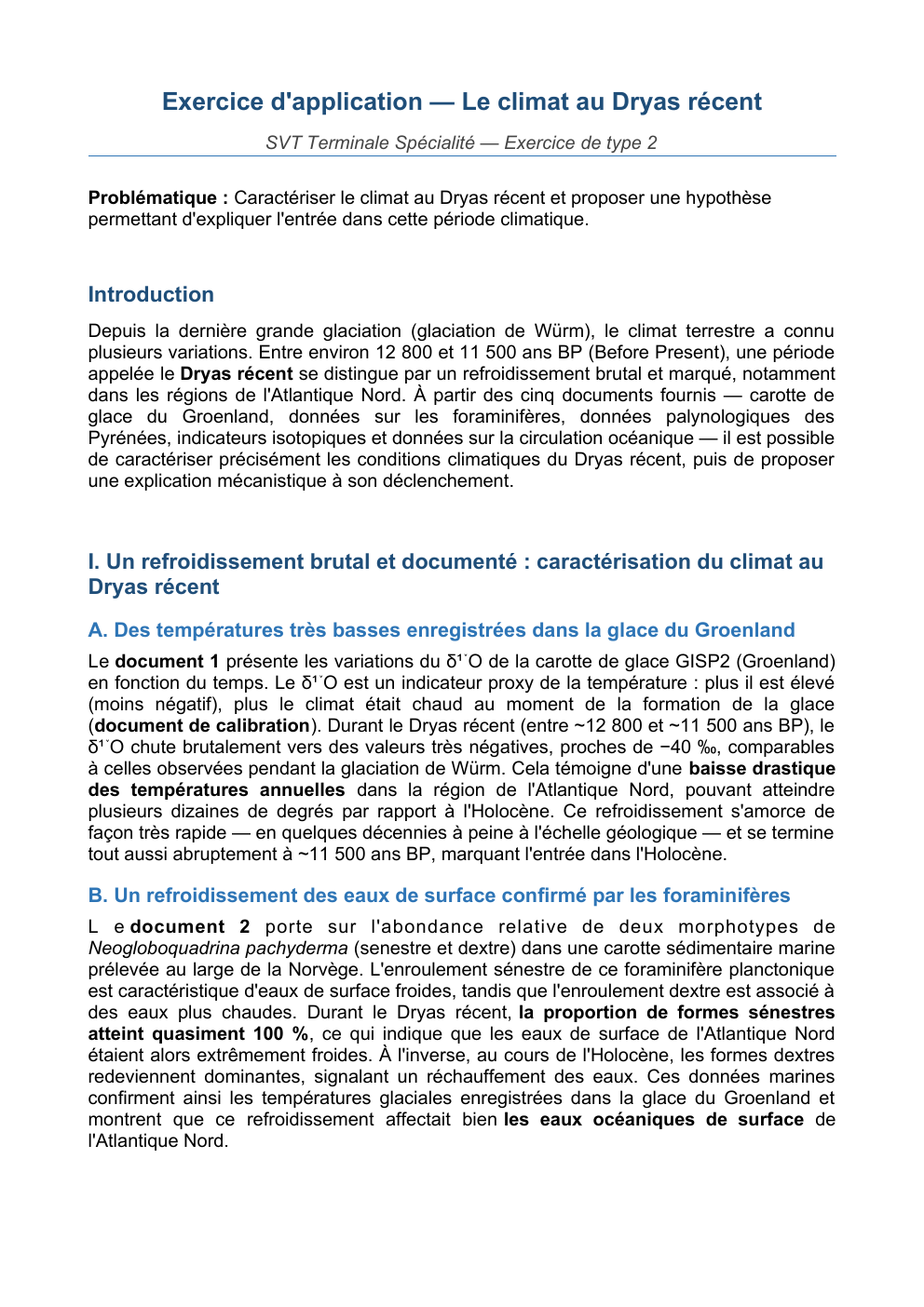 Prévisualisation du document Le climat au Dryas récent