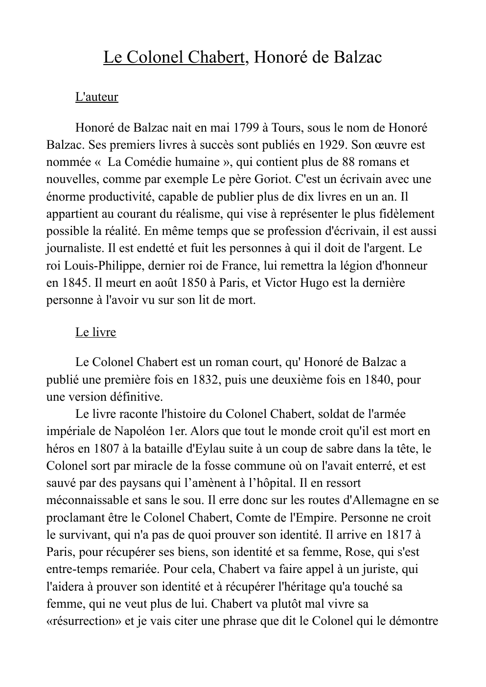 Prévisualisation du document le colonel chabert de balzac