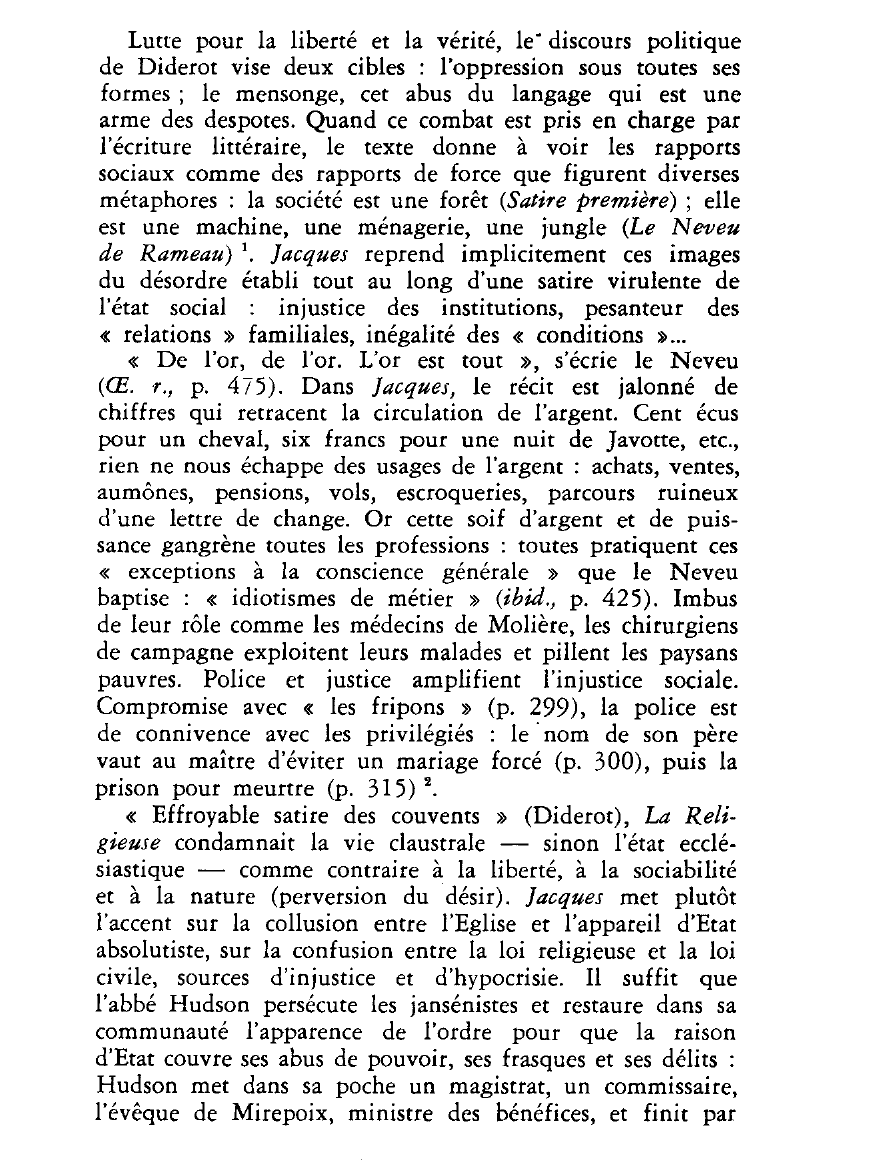 Prévisualisation du document Le combat philosophique et le monde réel (Jacques le Fataliste) de Diderot