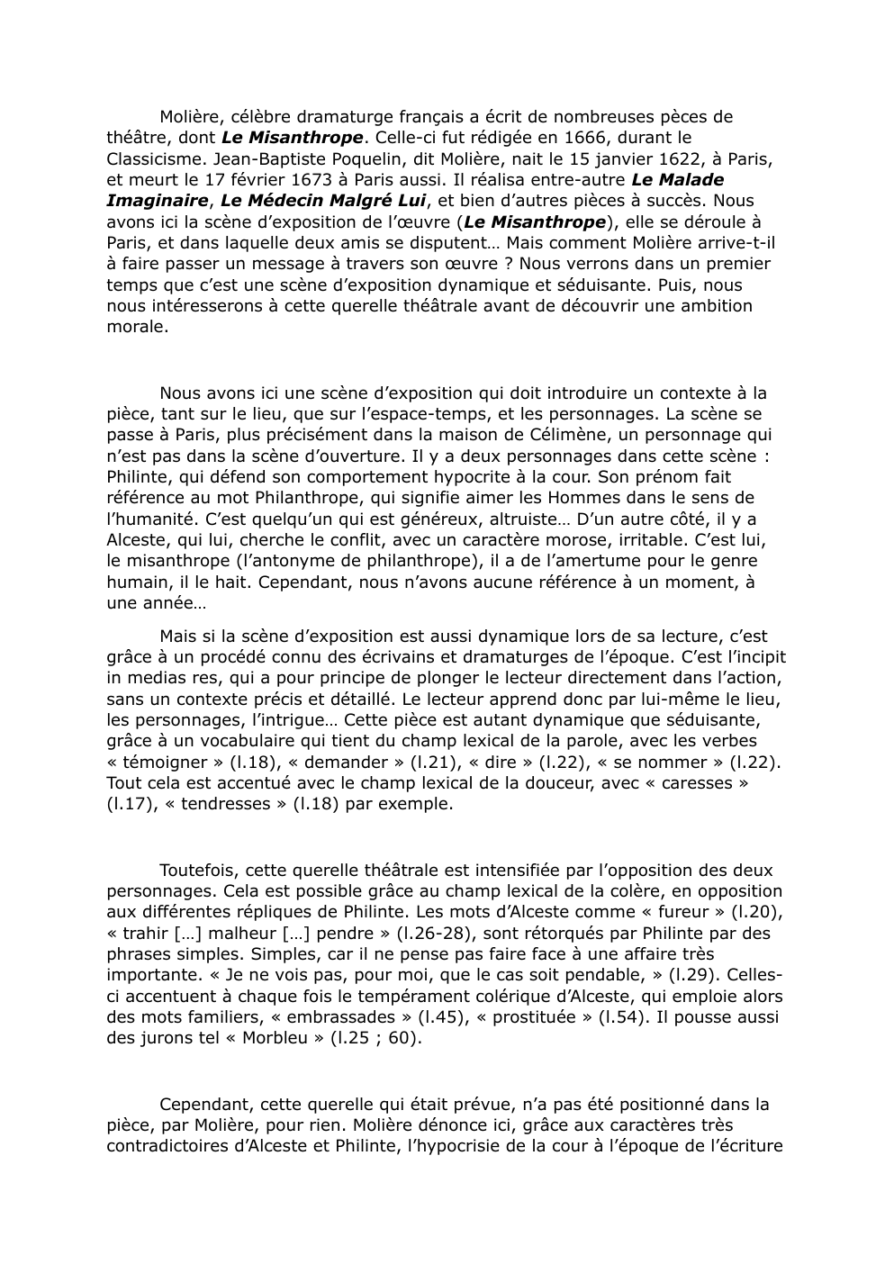 Prévisualisation du document Le commentaire composé (Le Misanthrope)