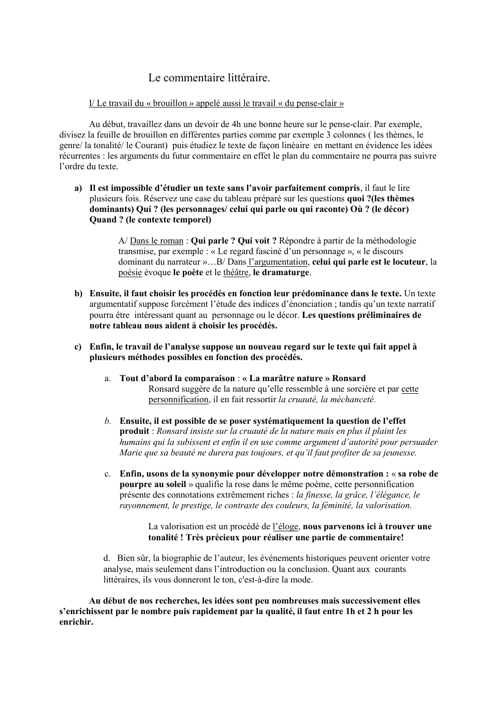 Prévisualisation du document Le commentaire littéraire. ORAL FRANCAIS