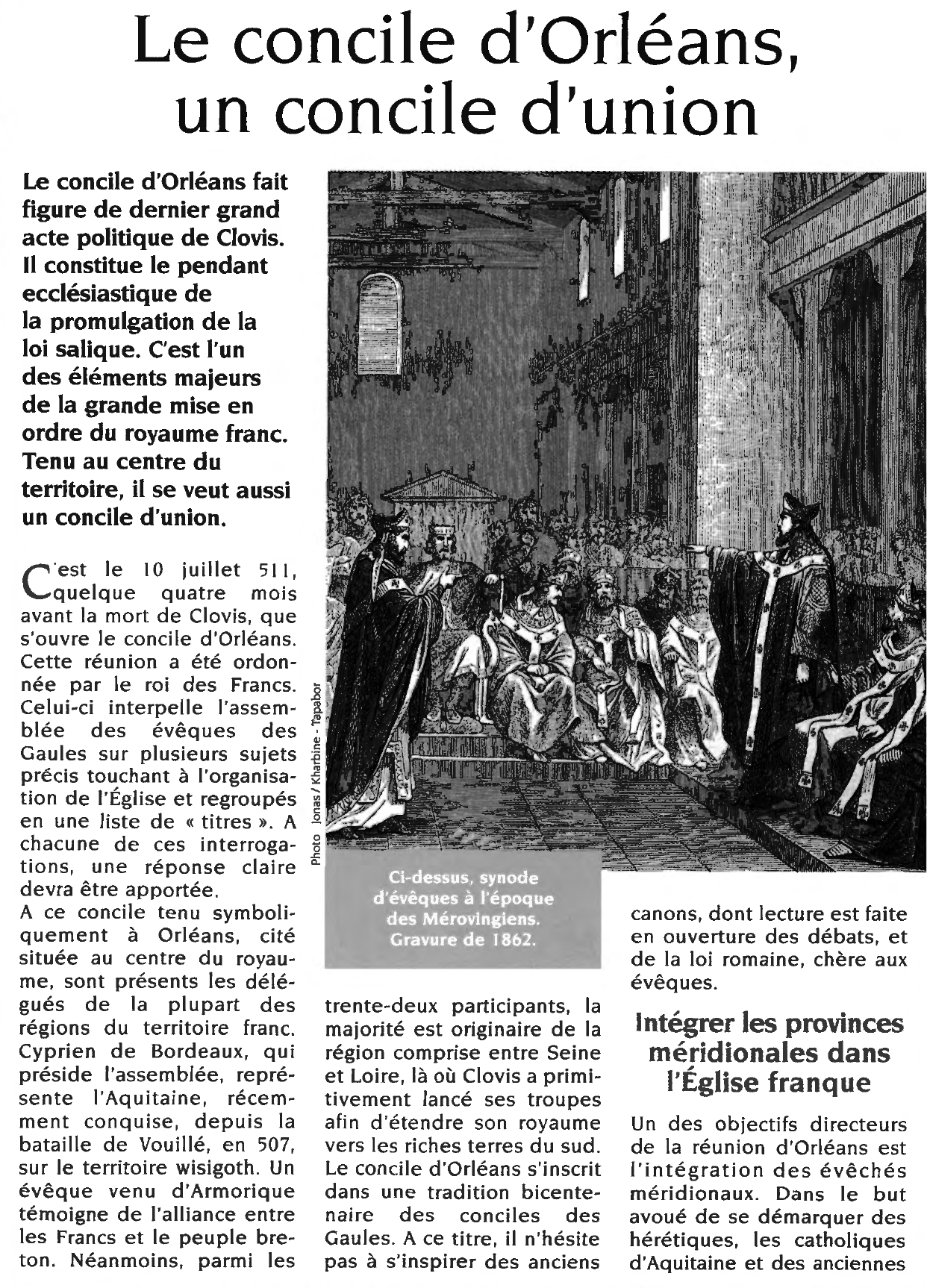 Prévisualisation du document Le concile d'Orléans - Premier concile national de l'Eglise franque (Juillet 511) - Histoire