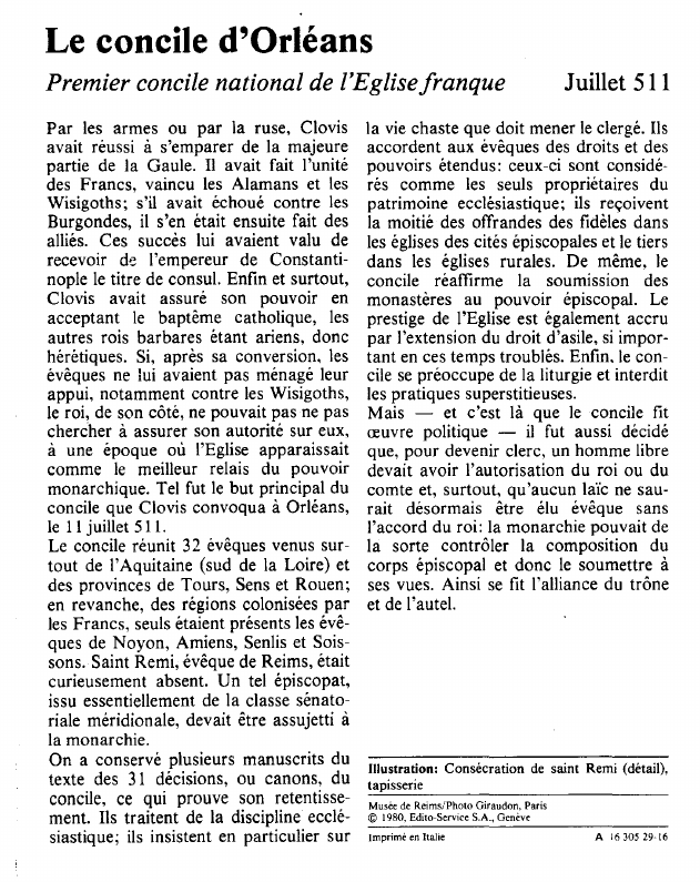 Prévisualisation du document Le concile d'OrléansPremier concile national de l'Eglise franque.