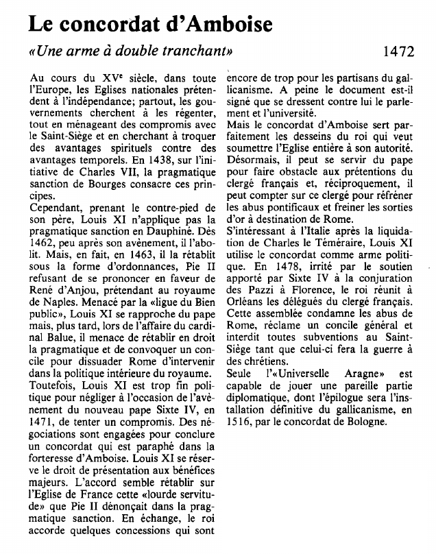 Prévisualisation du document Le concordat d'Amboise«Une arme à double tranchant».