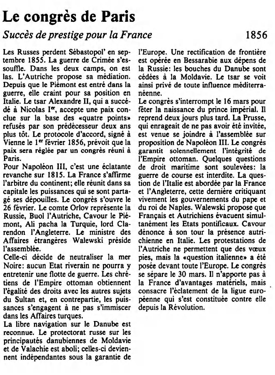 Prévisualisation du document Le Congrès de Paris.