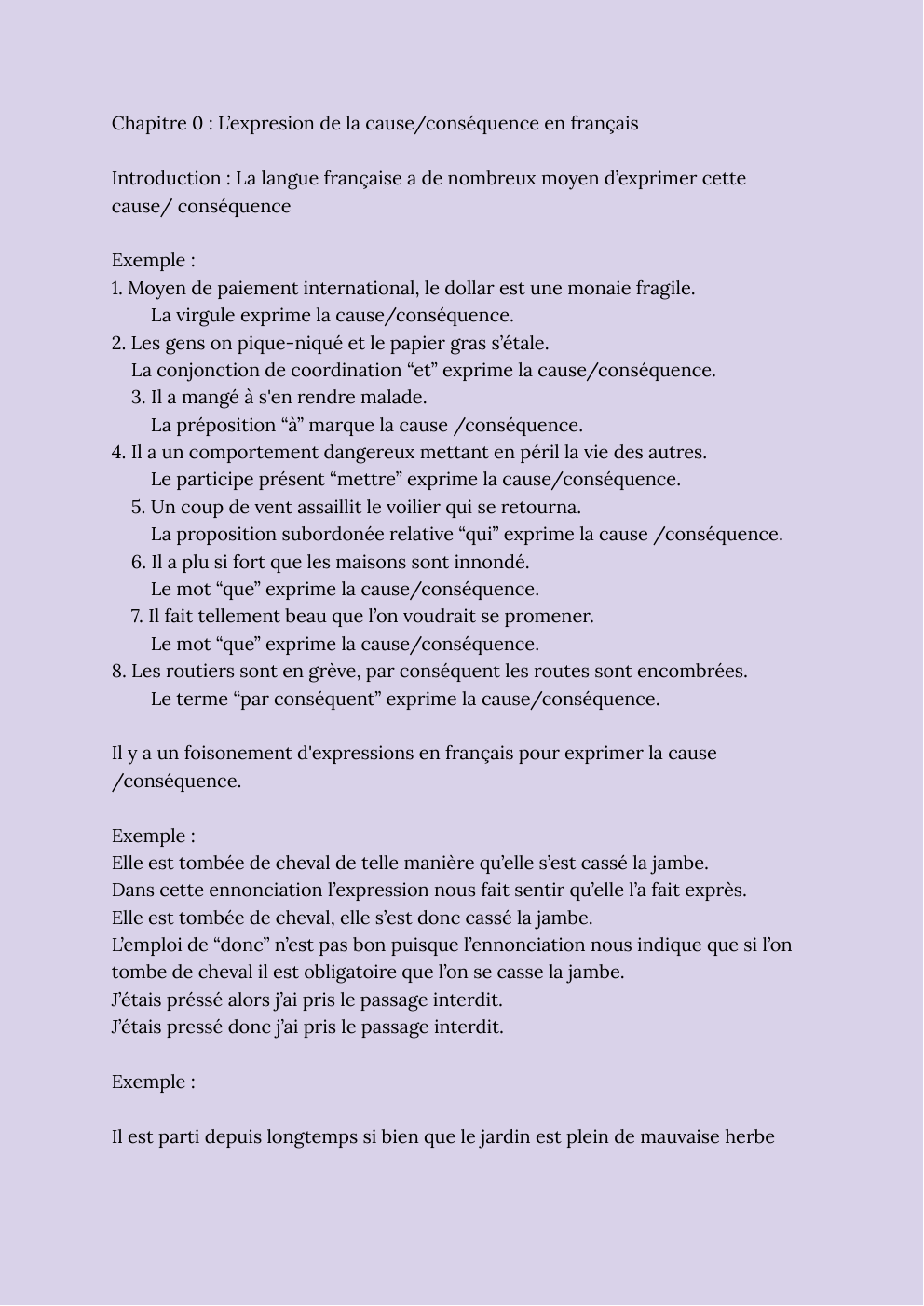 Prévisualisation du document Le connecteur logique DONC - Chapitre 0 : L’expression de la cause/conséquence en français