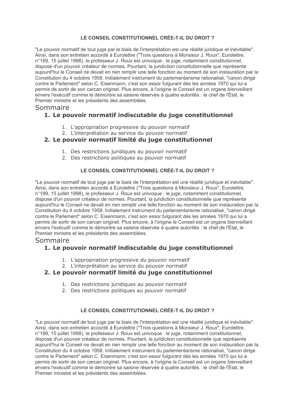 Prévisualisation du document LE CONSEIL CONSTITUTIONNEL CRÉE-T-IL DU DROIT ?