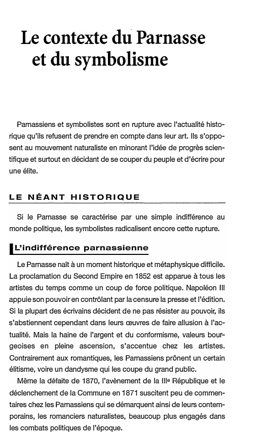 Prévisualisation du document Le contexte du Parnasse et du symbolisme