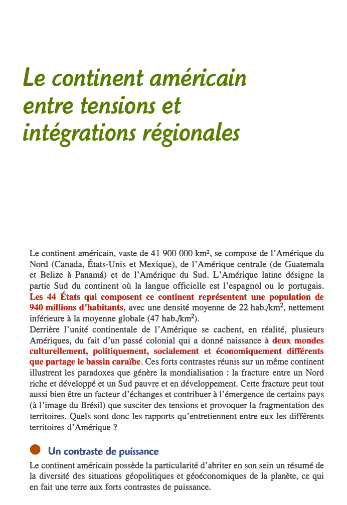 Prévisualisation du document Le continent américain entre tensions et intégrations régionales