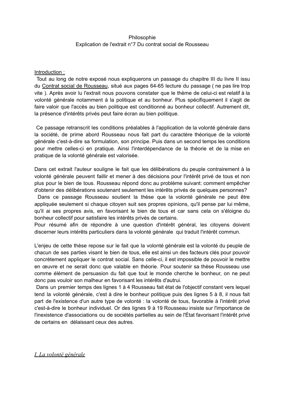 Prévisualisation du document Le contrat social de Rousseau extrait 7: la volonté générale