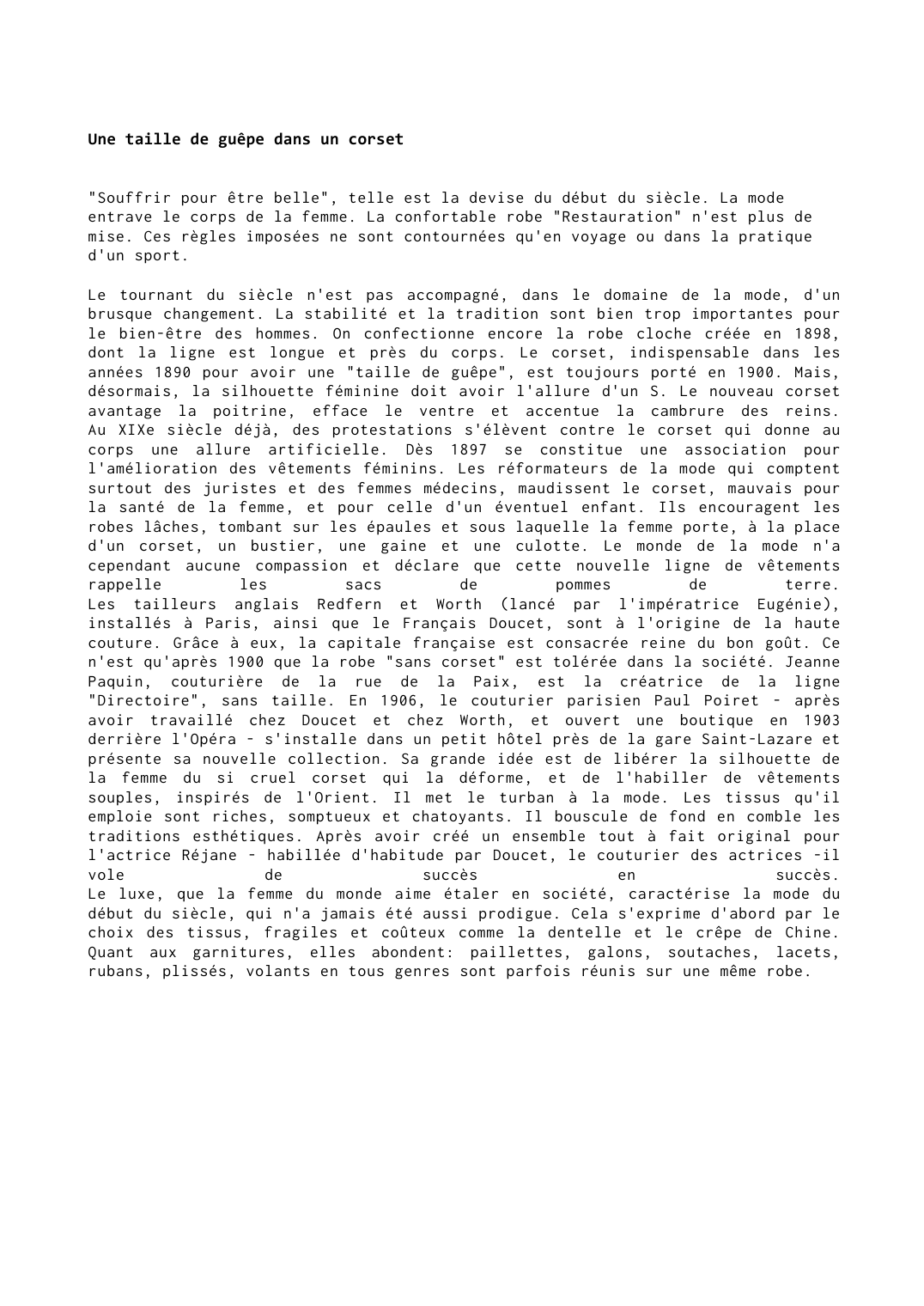 Prévisualisation du document Le corset