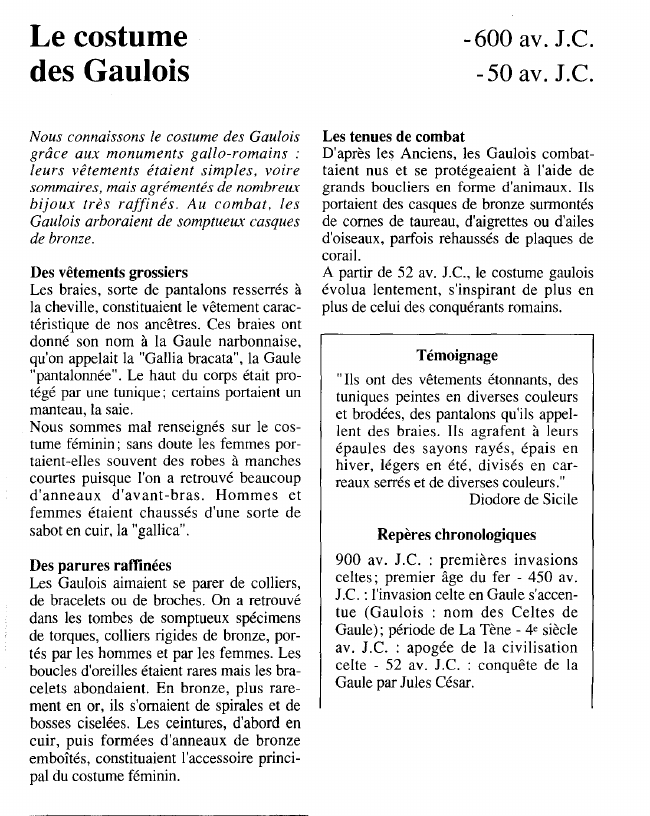 Prévisualisation du document Le costume	des Gaulois.