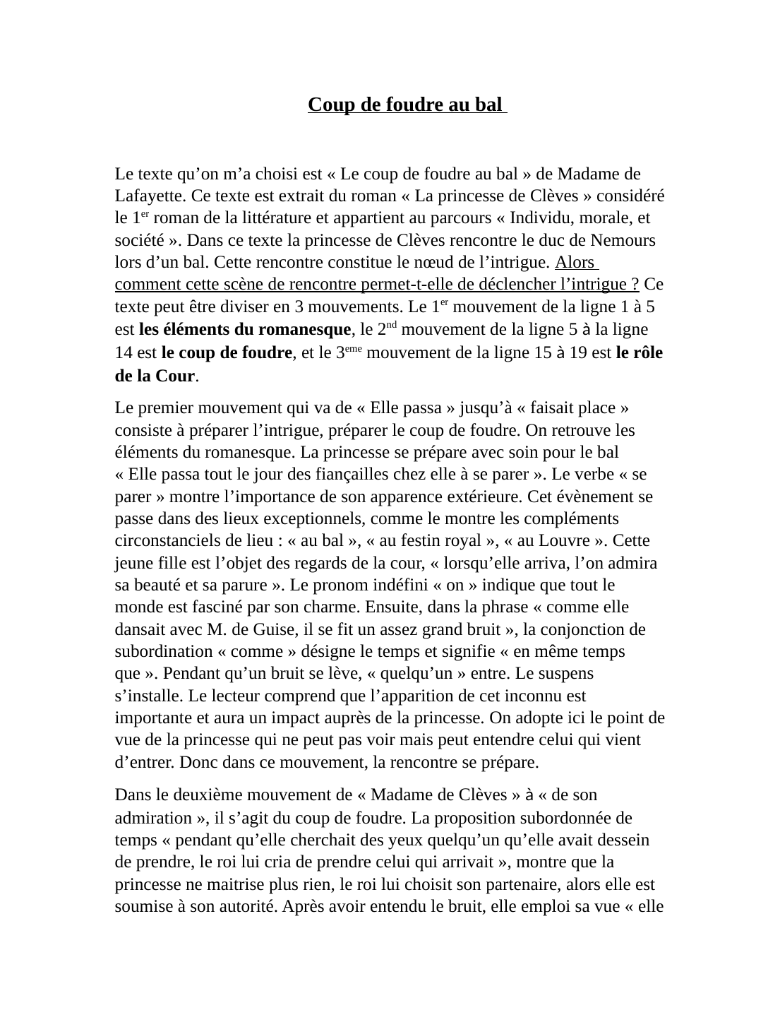 Prévisualisation du document «Le coup de foudre au bal» de Madame de Lafayette - «La princesse de Clèves»