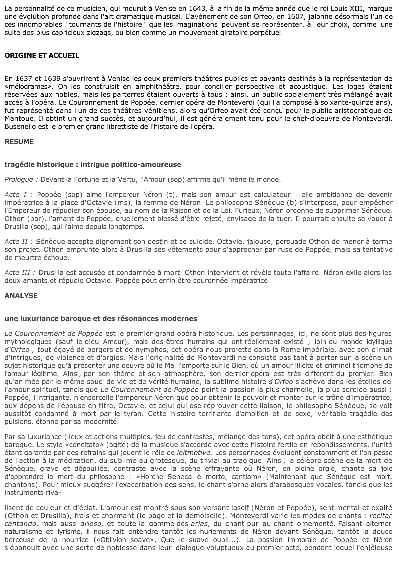 Prévisualisation du document LE COURONNEMENT DE POPPEE de Claudio MONTEVERDI