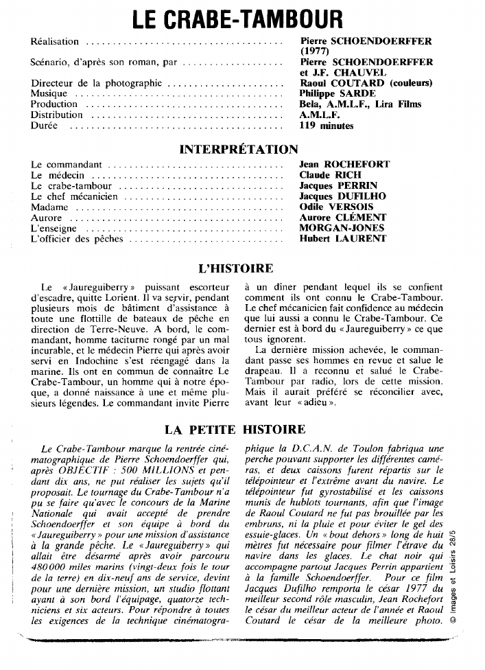 Prévisualisation du document LE CRABE-TAMBOURR éalisationS cénario, d 'après s on roman, p ar .