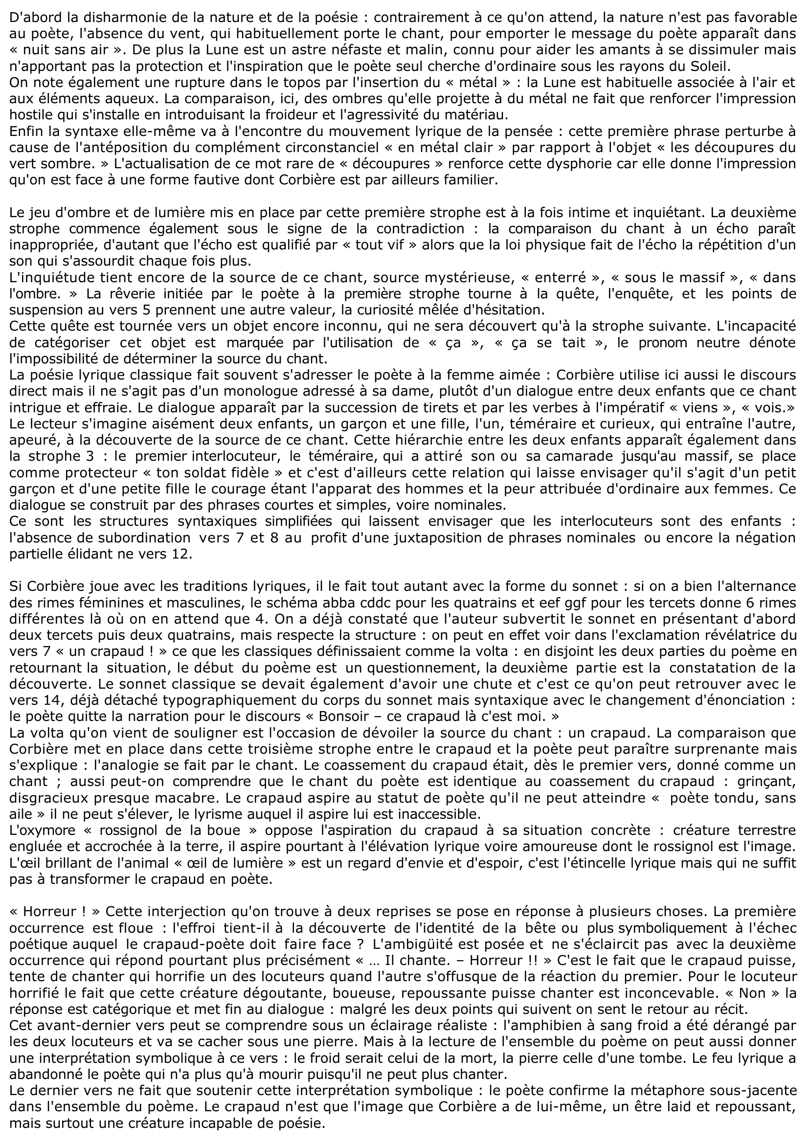 Prévisualisation du document « Le Crapaud » - Les Amours Jaunes - Tristan Corbière - Explication de texte