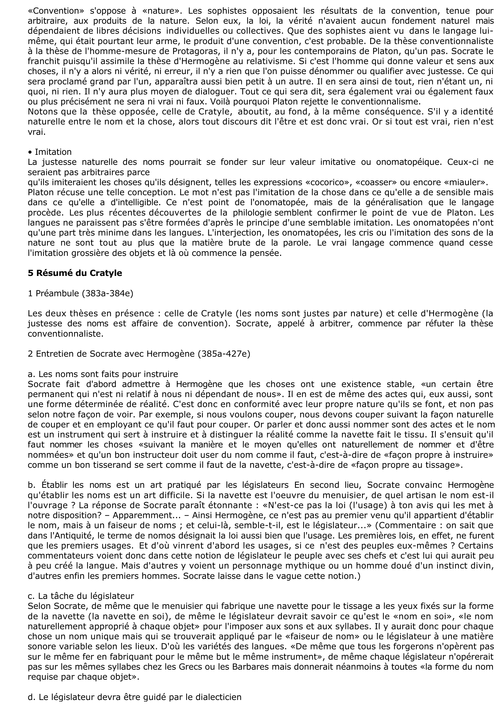 Prévisualisation du document 	Le Cratyle de Platon (Résumé & Analyse)