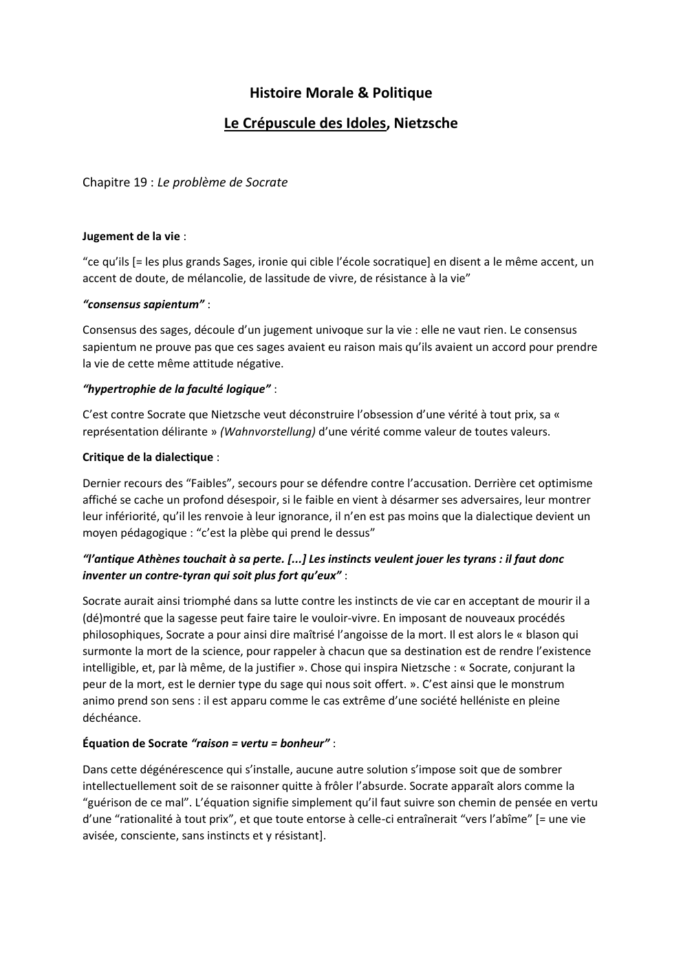 Prévisualisation du document Le Crépuscule des idoles - résumé CHAP. 19