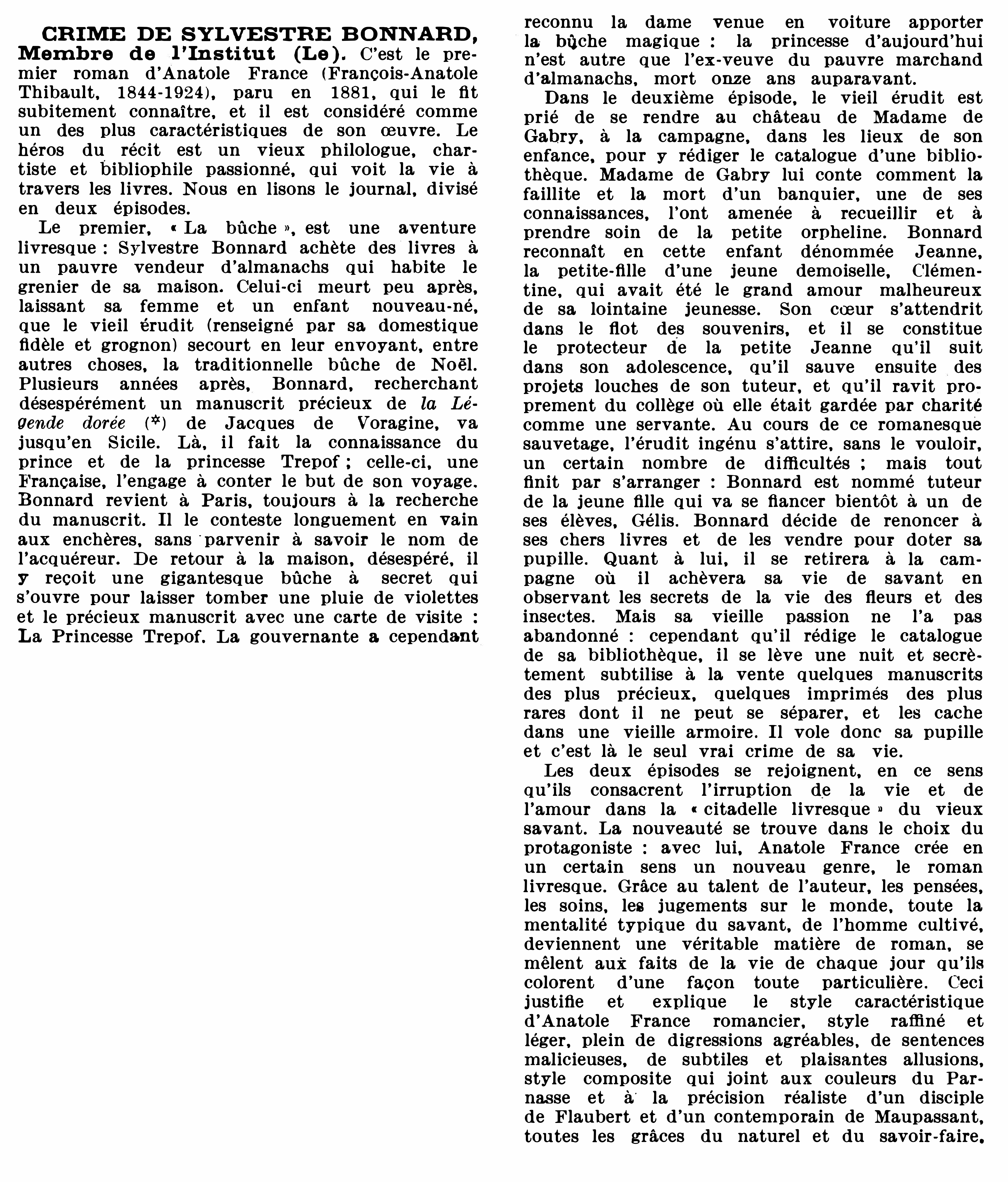 Prévisualisation du document Le Crime de Sylvestre Bonnard (résumé & analyse)