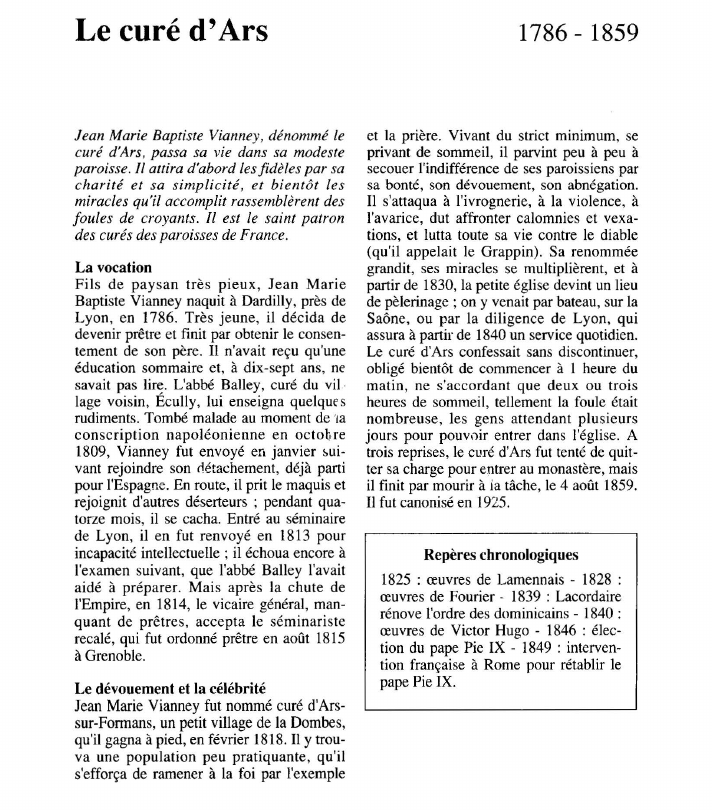 Prévisualisation du document Le curé d'Ars.