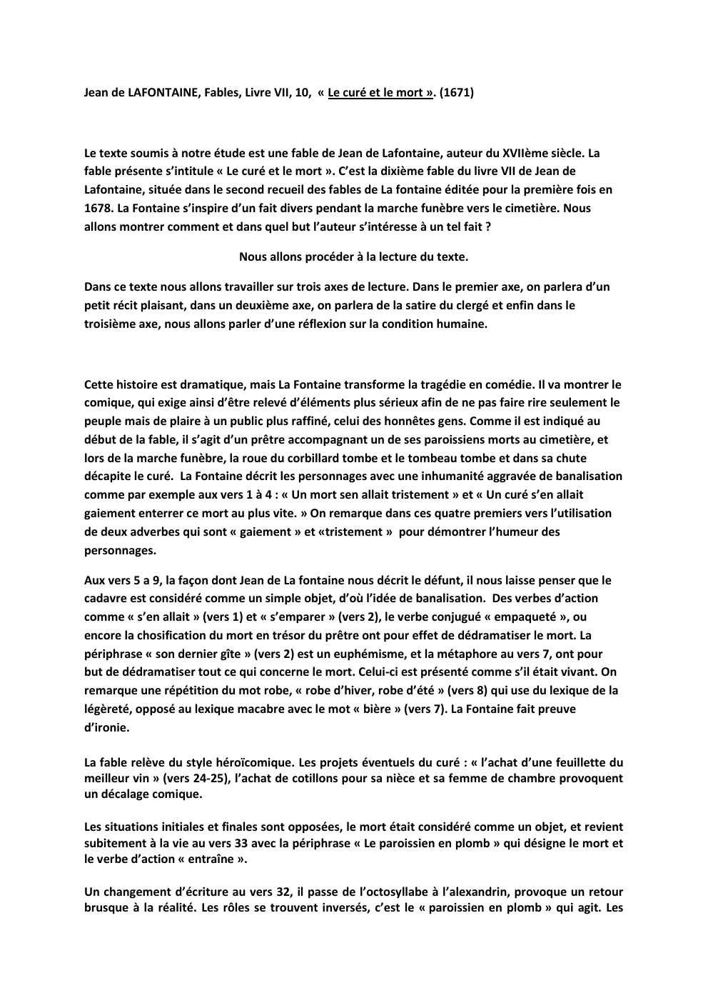Prévisualisation du document Le Curé et le mort de Jean de La Fontaine,