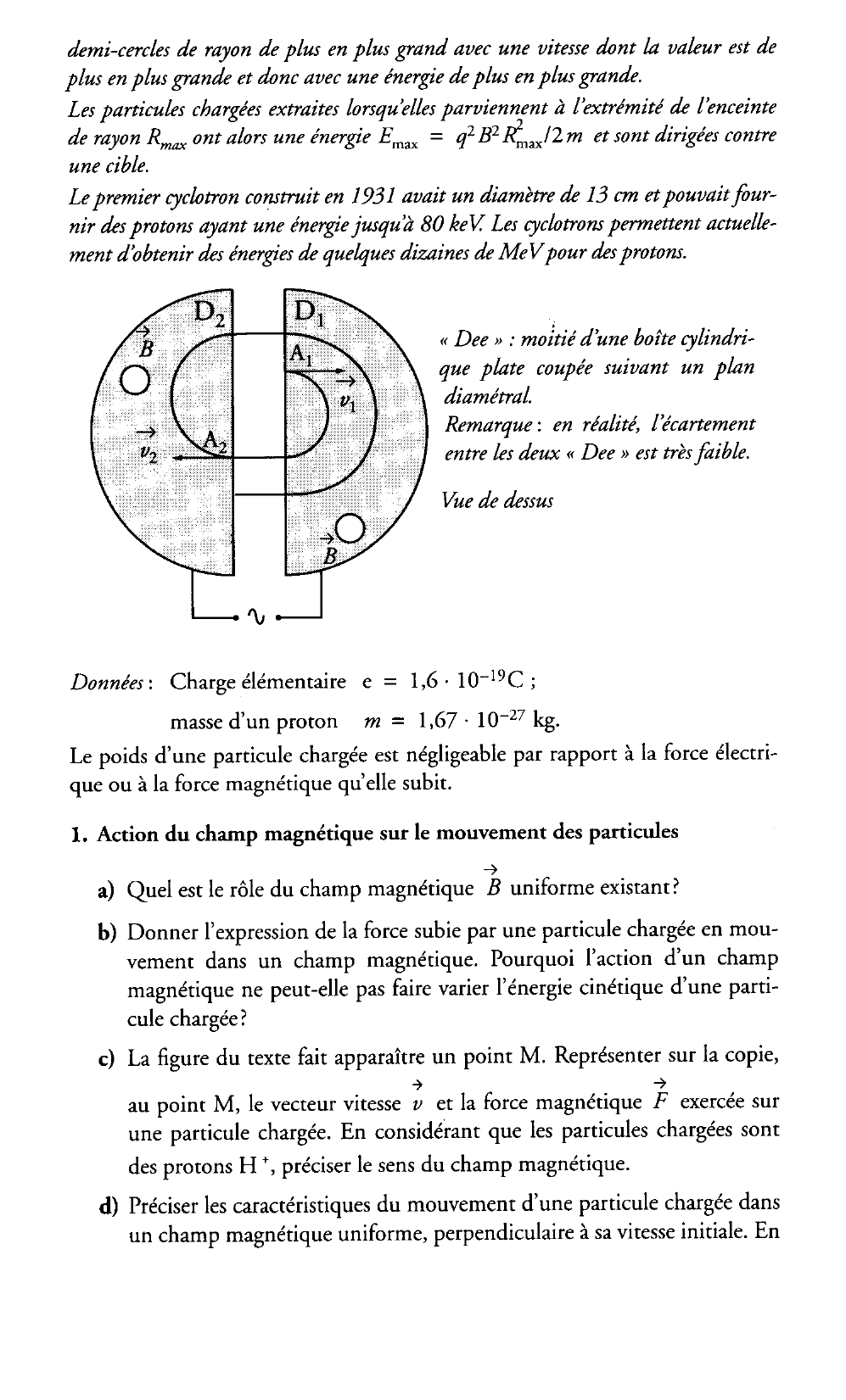 Prévisualisation du document Le cyclotron - Métropole, septembre 1996 (5,5 points)