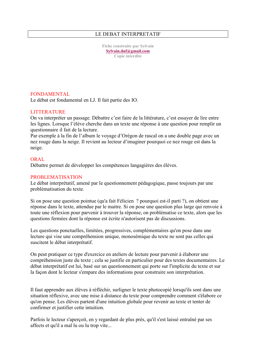 Prévisualisation du document LE DEBAT INTERPRETATIFFiche construite par SylvainSylvain.