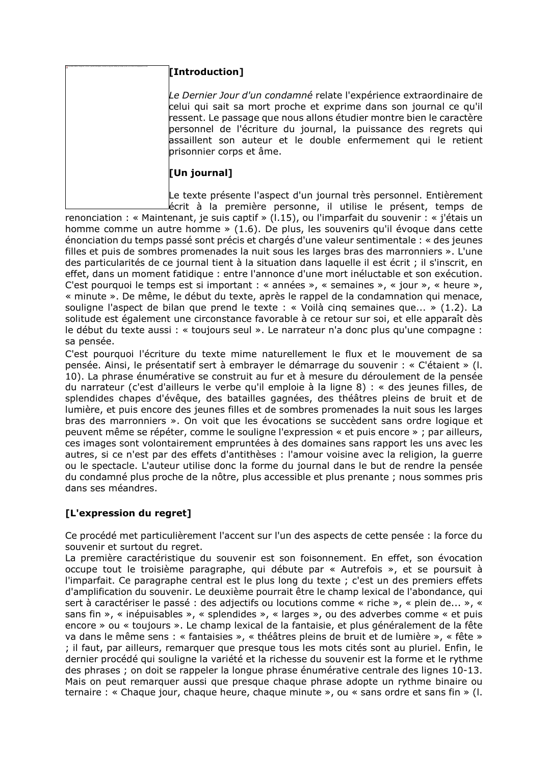 Prévisualisation du document Le Dernier Jour d'un condamné: « Maintenant, je suis captif » (l.15) - Hugo