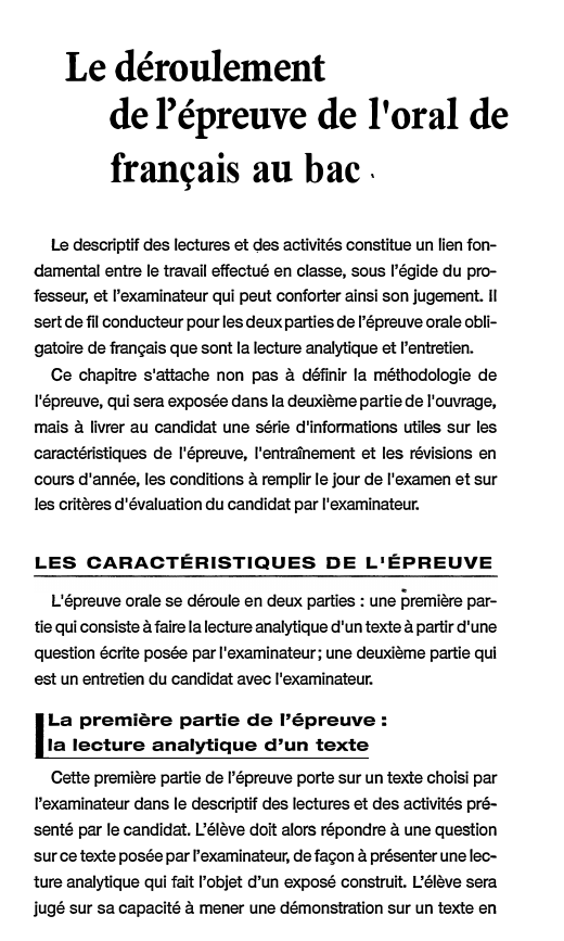 Prévisualisation du document Le déroulement de l'épreuve de l'oral de français au bac