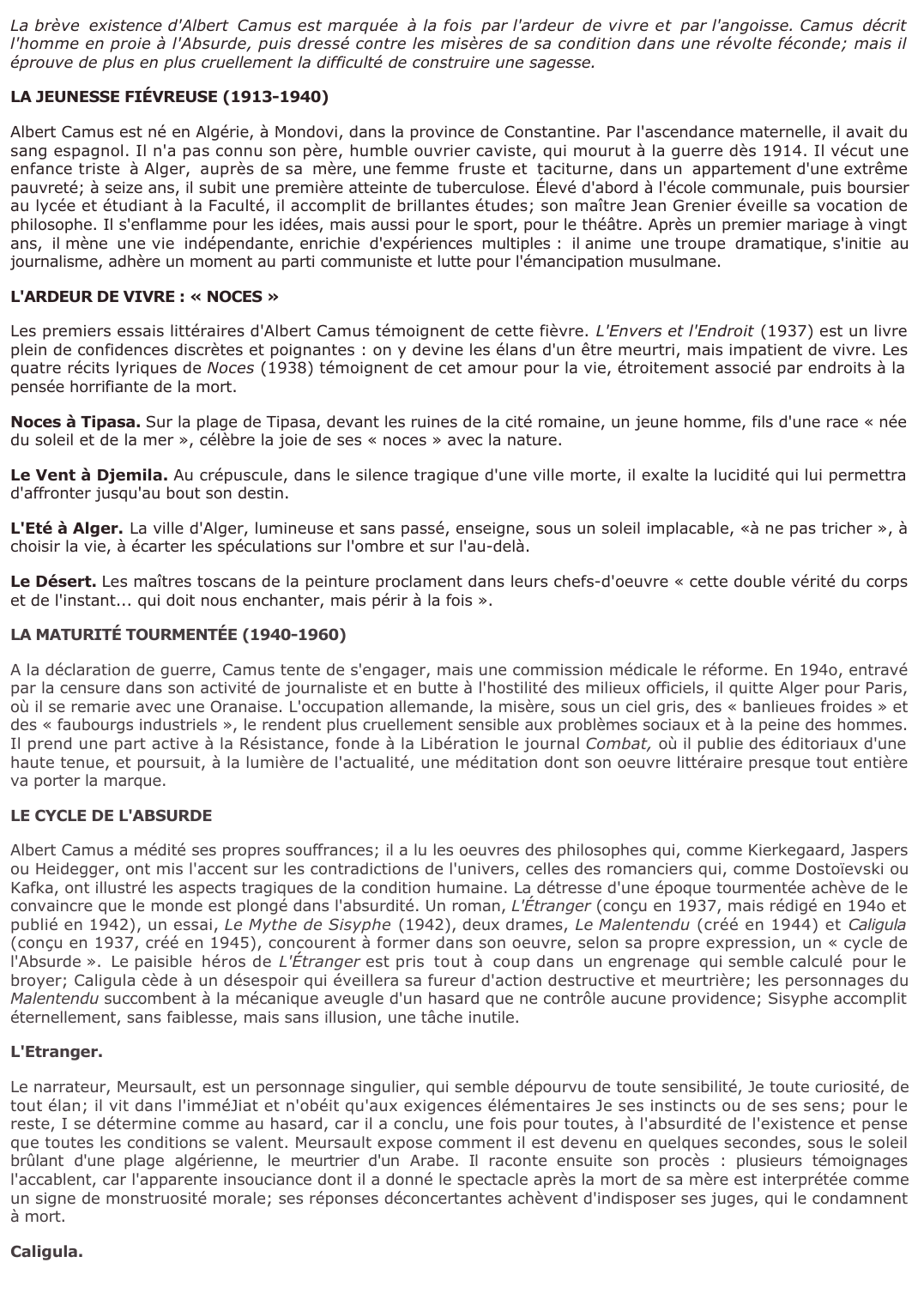 Prévisualisation du document 	Le destin de Camus Albert