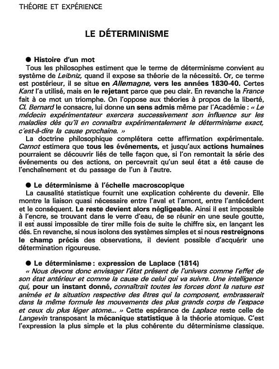 Prévisualisation du document LE DÉTERMINISME (fiche bac)