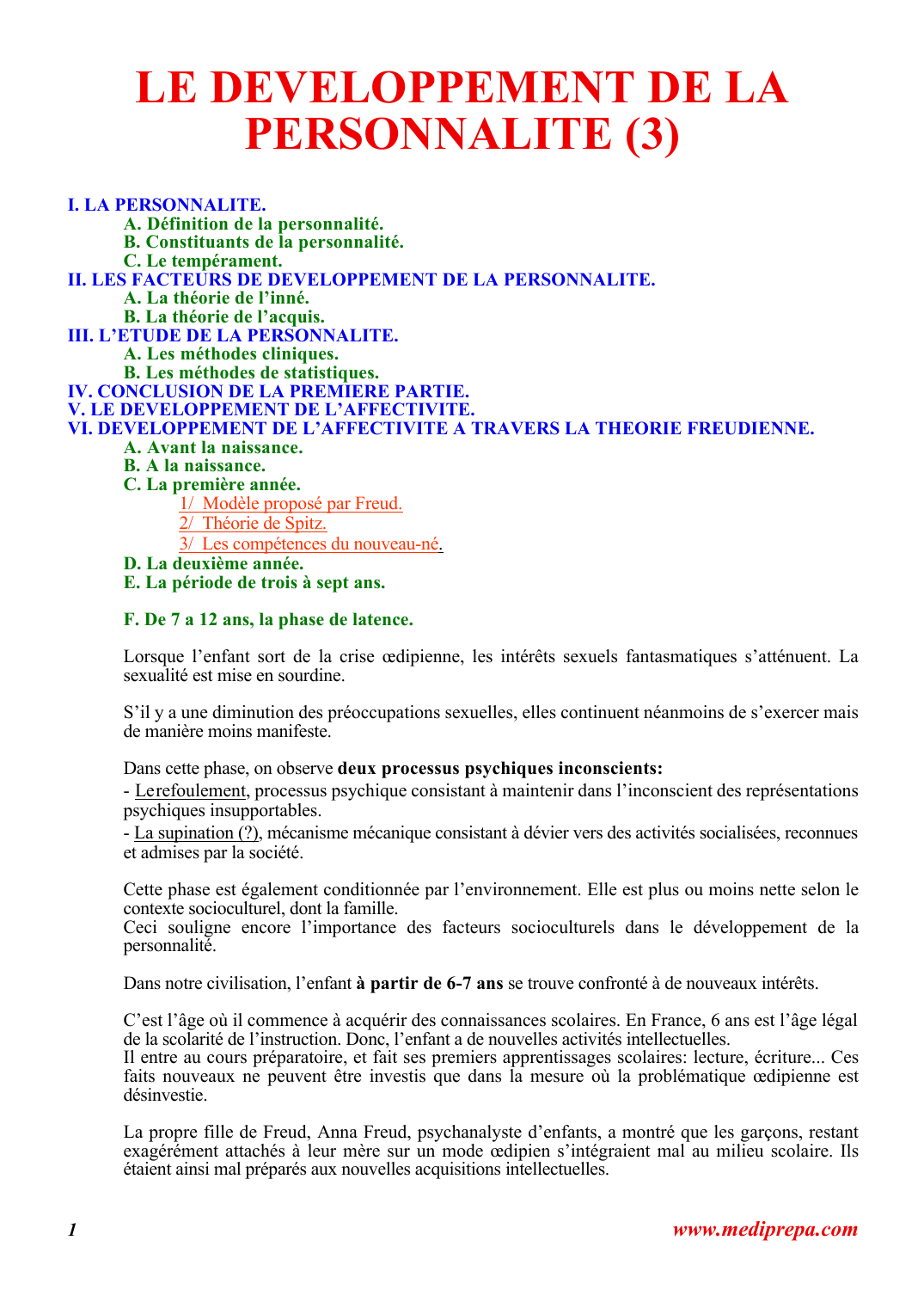 Prévisualisation du document LE DEVELOPPEMENT DE LAPERSONNALITE (3)I.
