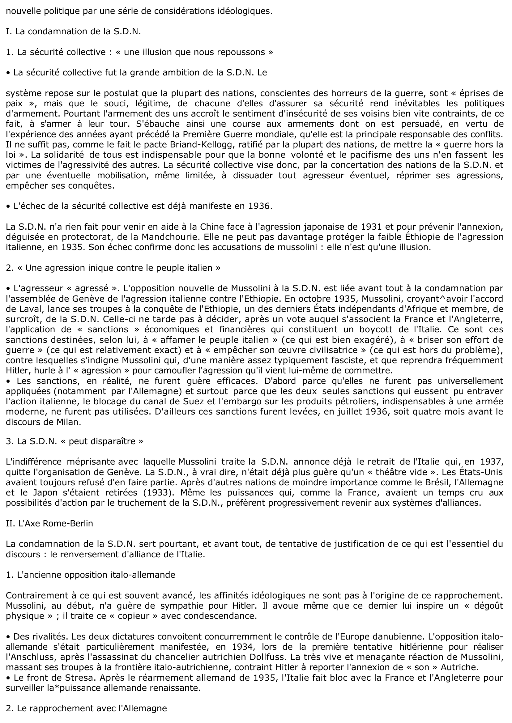 Prévisualisation du document Le discours de Milan (1er novembre 1936). Mussolini s'adresse aux chemises noires