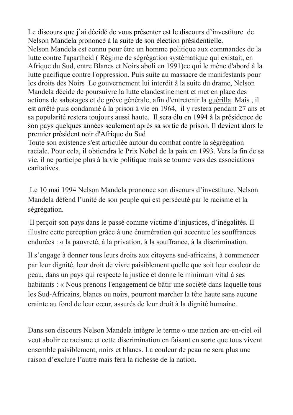 Prévisualisation du document Le discours  de Nelson Mandela