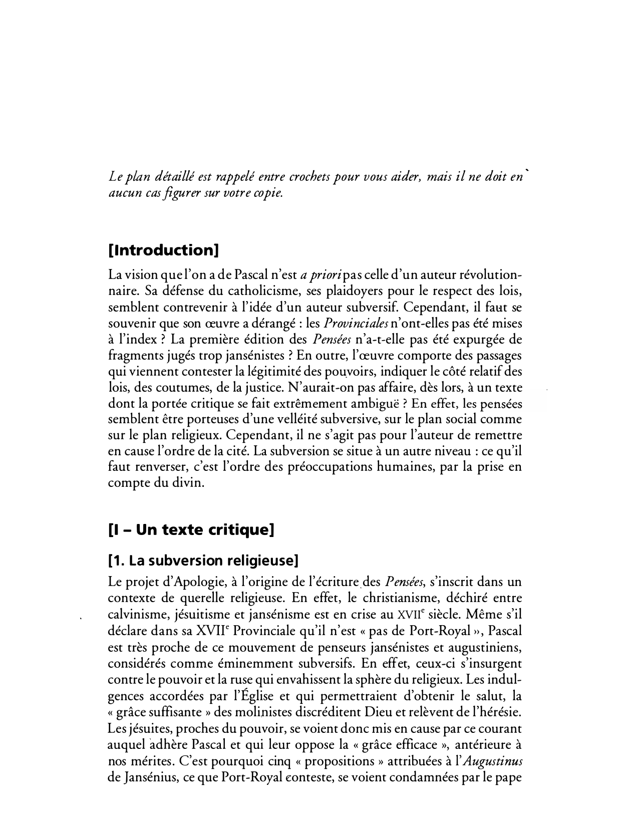 Prévisualisation du document Le discours pascalien est-il subversif ?