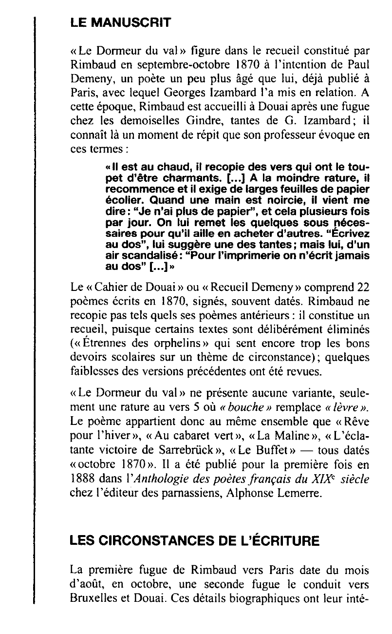 Prévisualisation du document Le dormeur du val, Arthur Rimbaud (commentaire et lecture suivie)